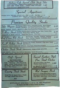 Andrews Cafe Menu