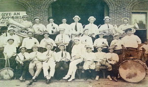 Early Itasca Band in front of old fire station
